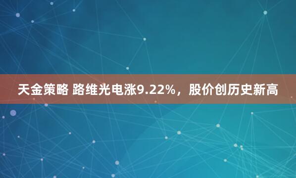 天金策略 路维光电涨9.22%，股价创历史新高